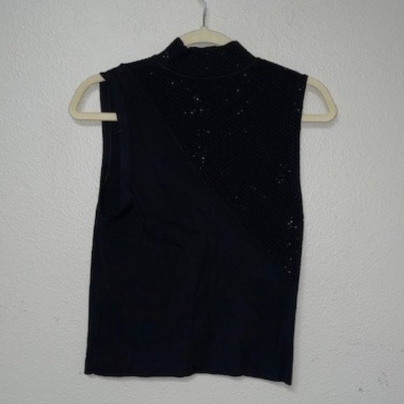 ALICE + OLIVIA NWT Black Sleeveless Cutout Glitzy Blouse (Small) - Picture 2 of 3